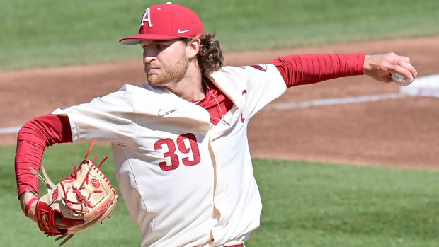 Arkansas Razorbacks Hunter Hollan started Sunday's game against Wright State.